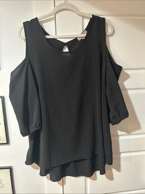 Women's Black Cold-Shoulder Blouse
